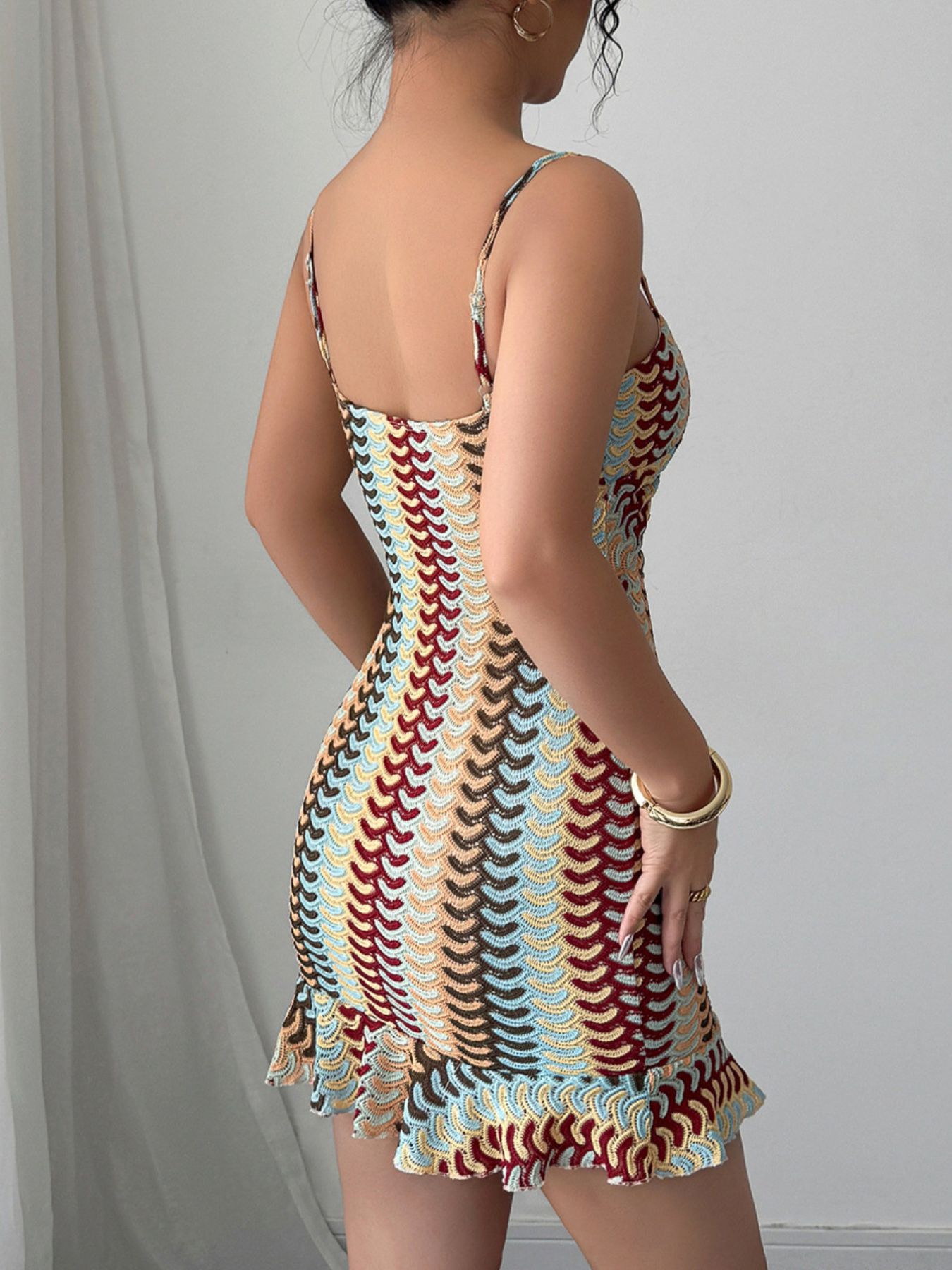 Cutout Ruffled Hem Cami Dress