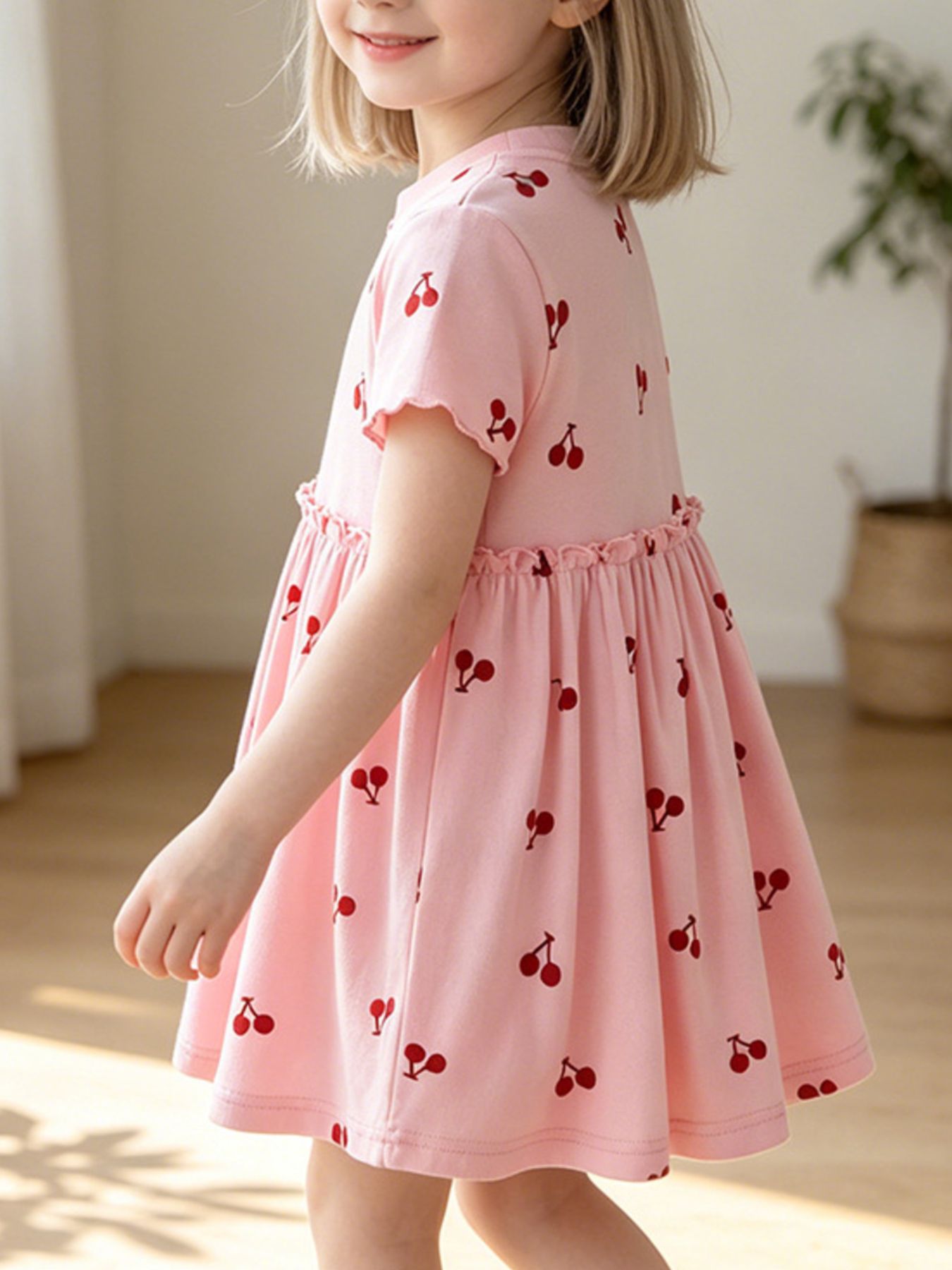 Children's Cherry Print Short Sleeve Dress 1