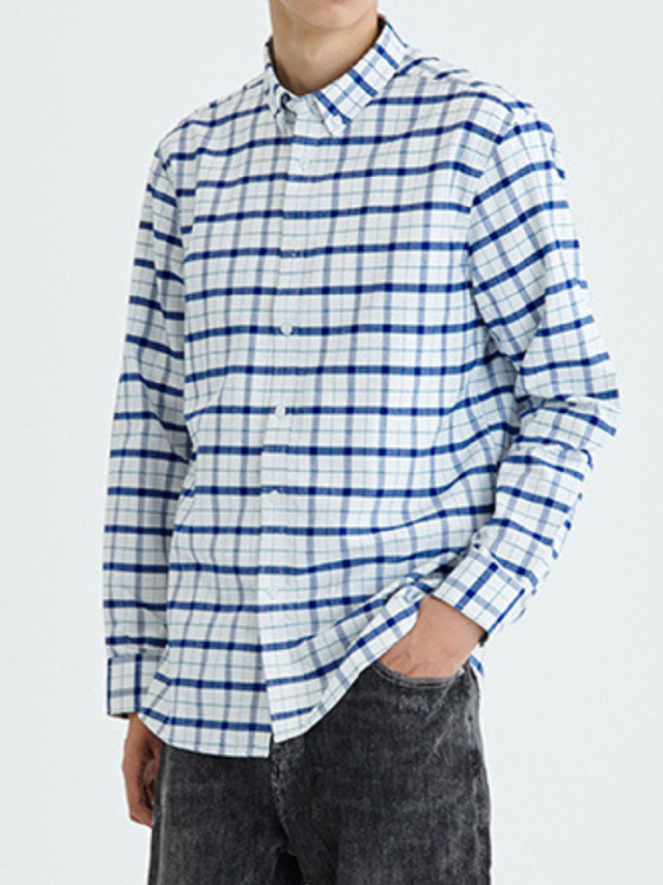 Men's Full Size Plaid Long Sleeve Shirt Plus Size