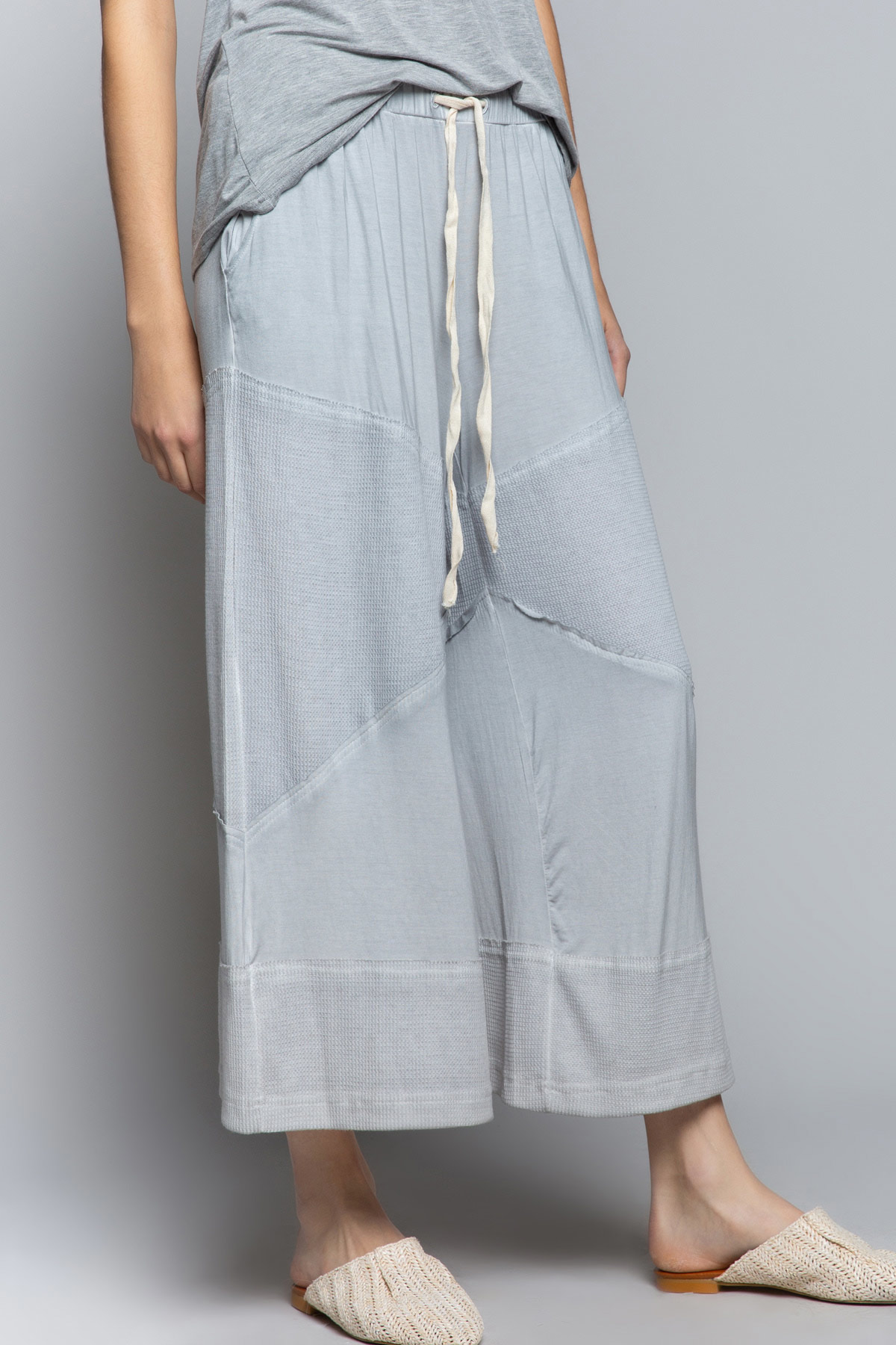 Elastic Waistband Wide Leg Pants with Drawstring