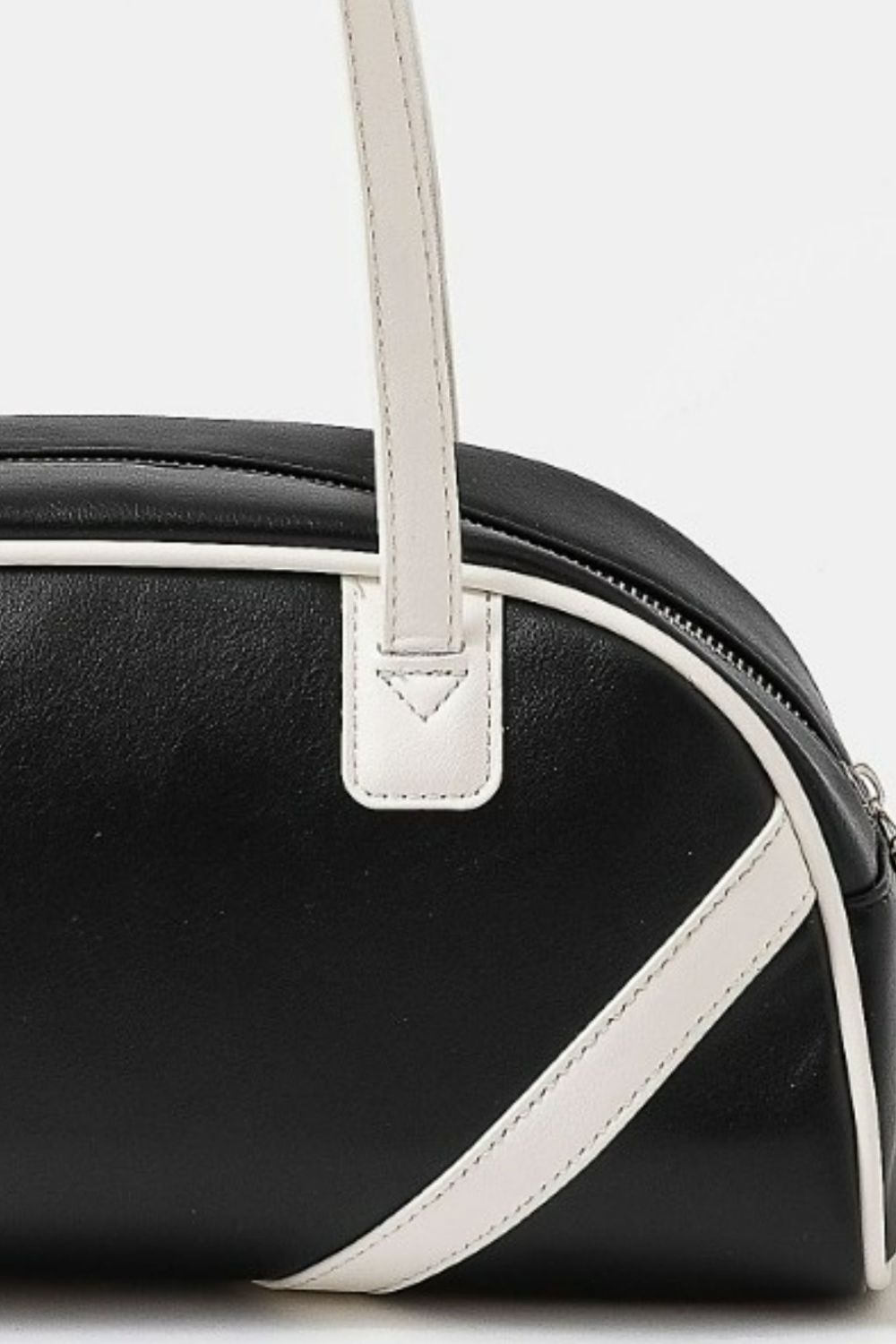 Fame Stripe Accent Faux Leather Hand Bag