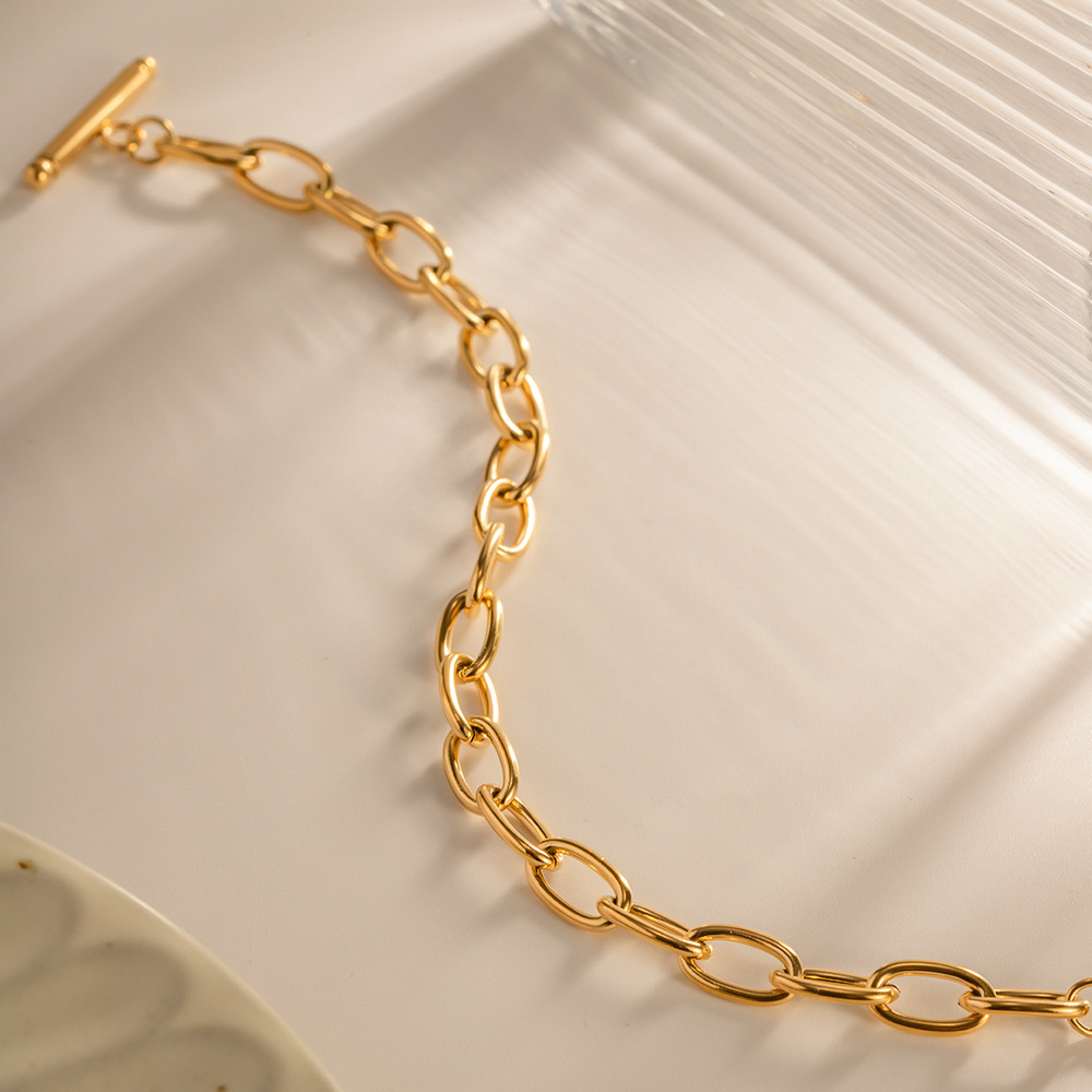 18K Gold-Plated Stainless Steel Toggle Chain Bracelet