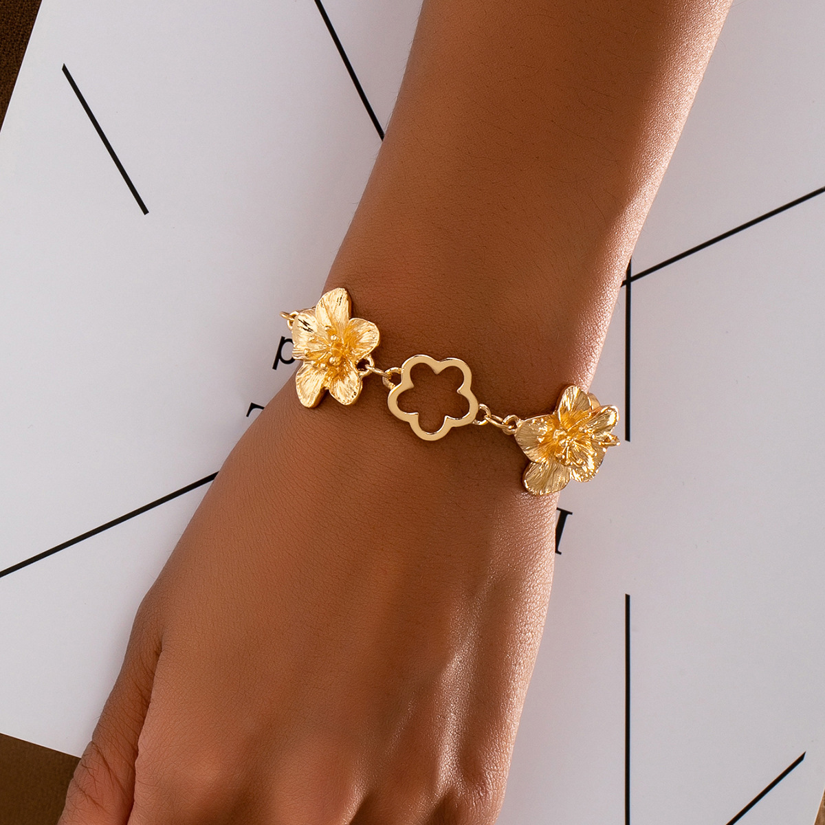 18K Gold-Plated Flower Bracelet