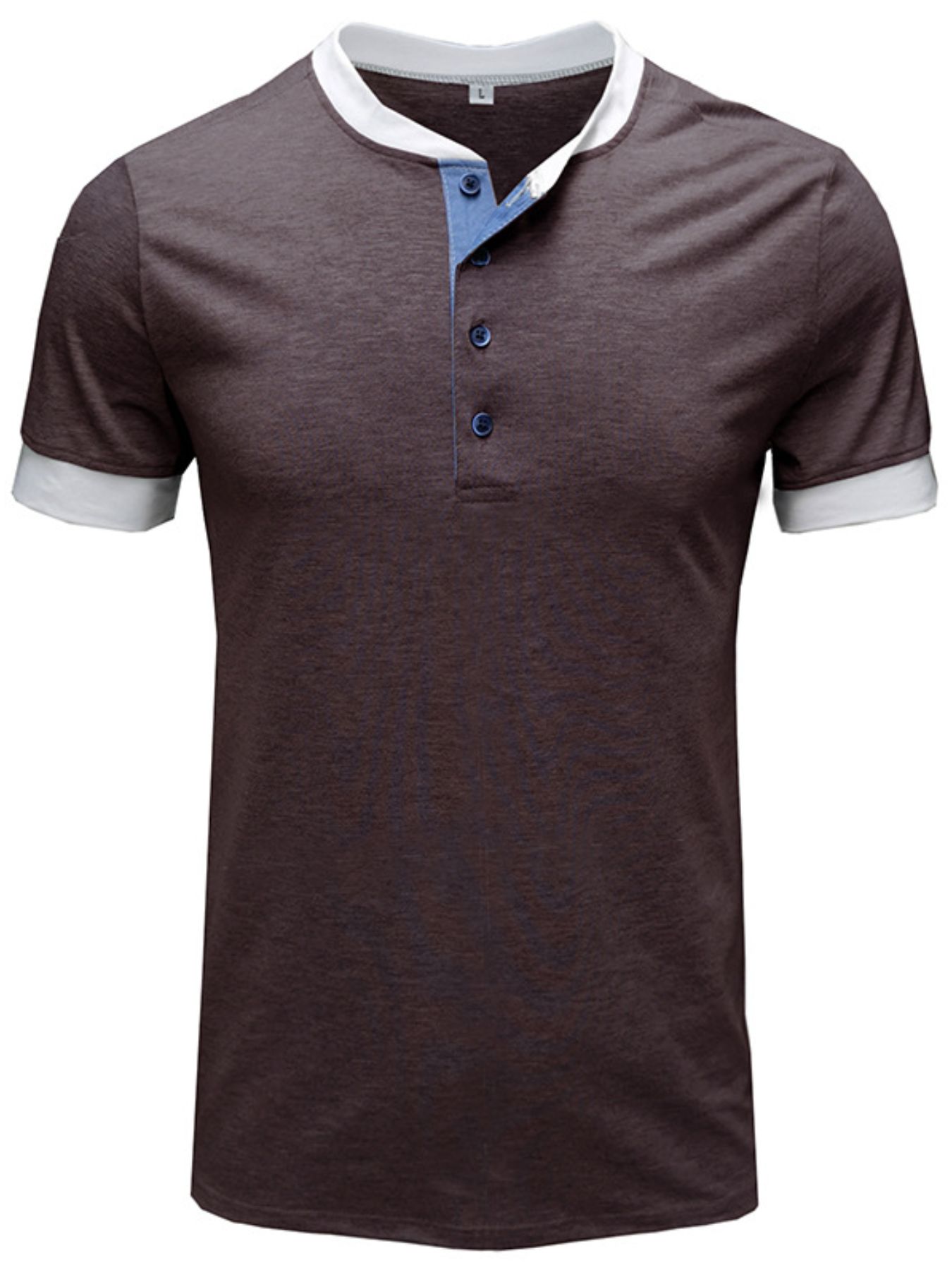 Men's Contrast Trim Henley Top