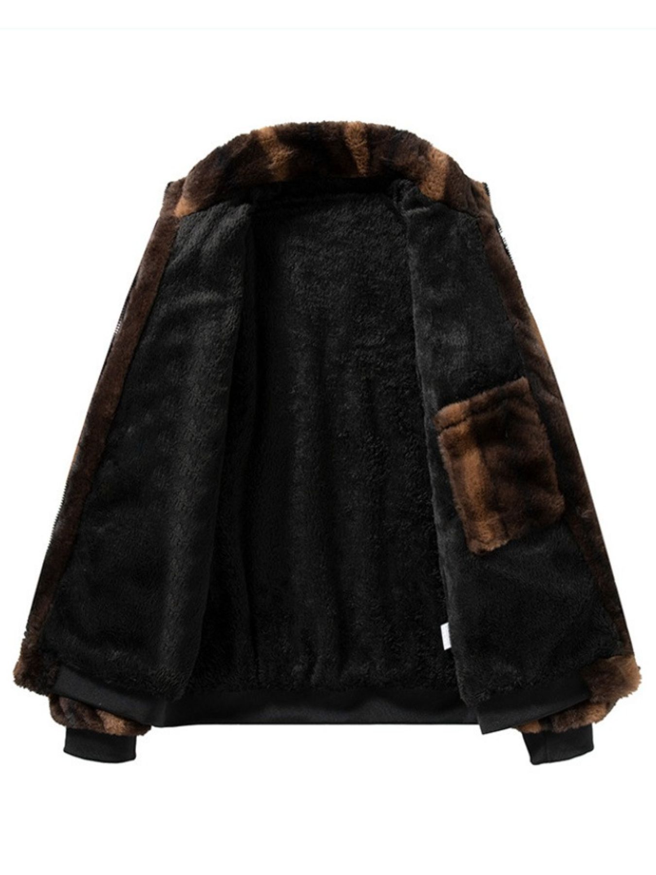 Men's Warm Faux Fur Zip Up Jacket