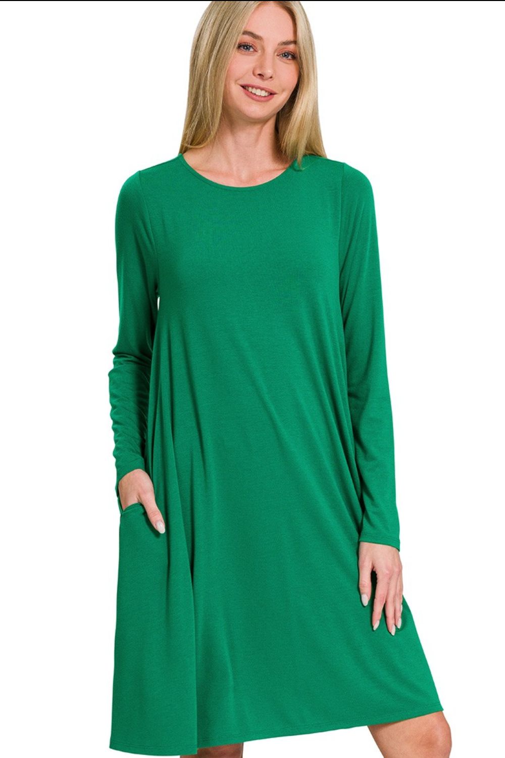 Long Sleeve Flare Dress With Pockets