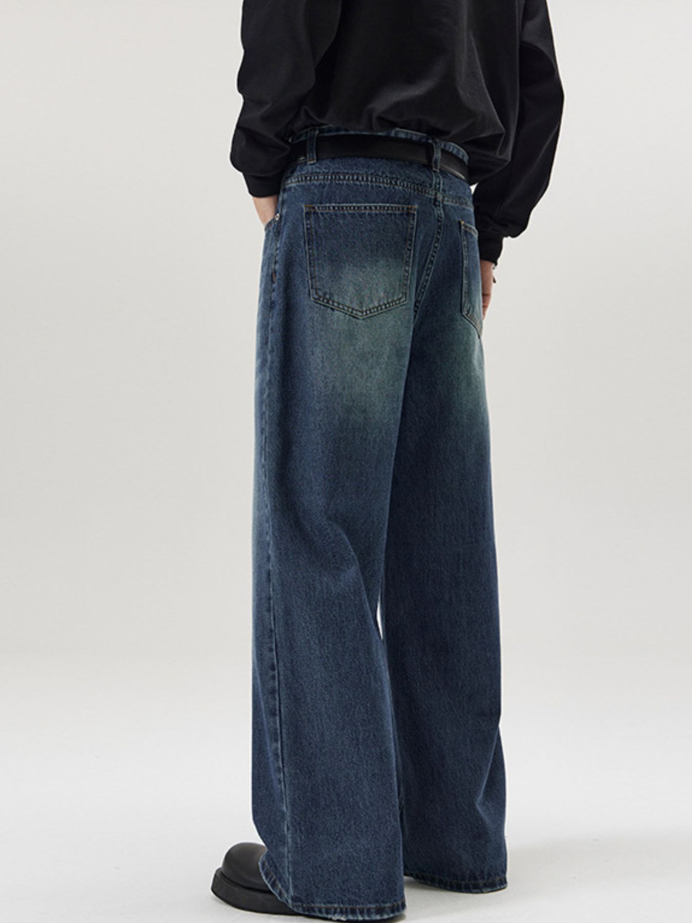 Men's Full Size Wash Wide Leg Jeans Plus Size