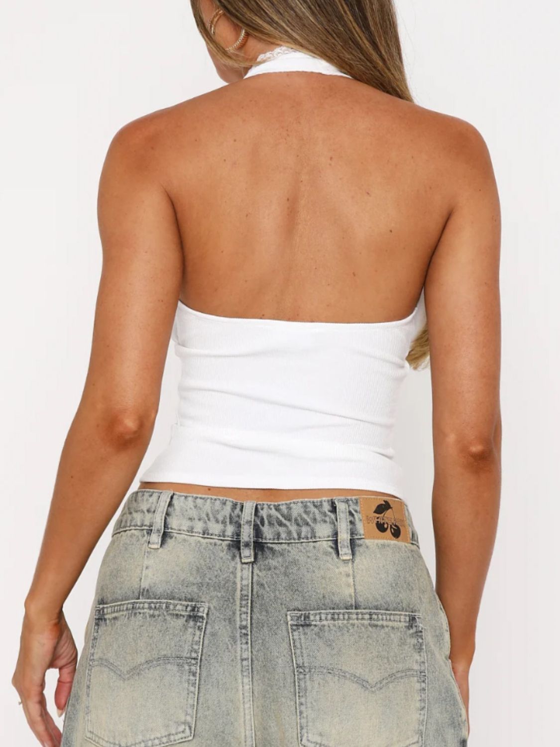 Lace Detail Halter Neck Cami