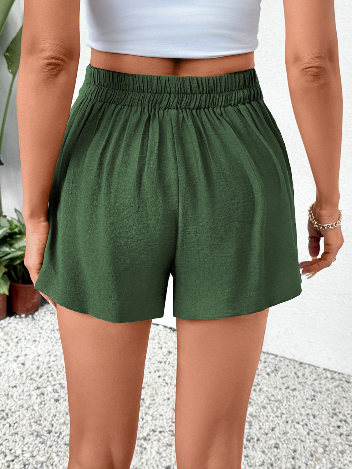 Pleated Detail Shorts with Pockets
