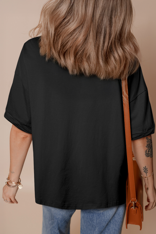 Sequined America Star Round Neck T Shirt