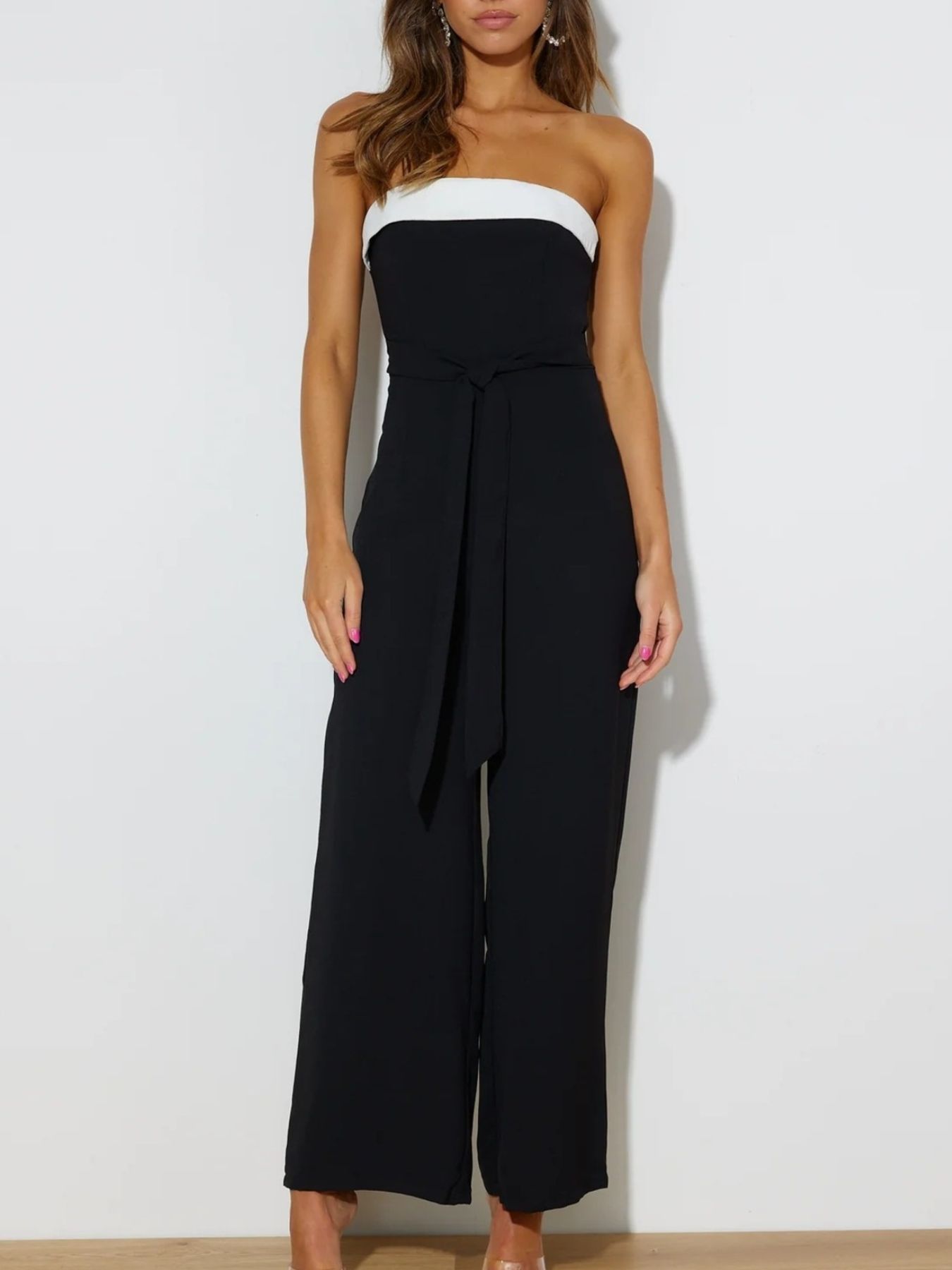 Contrast Tube Wide Leg Jumpsuit
