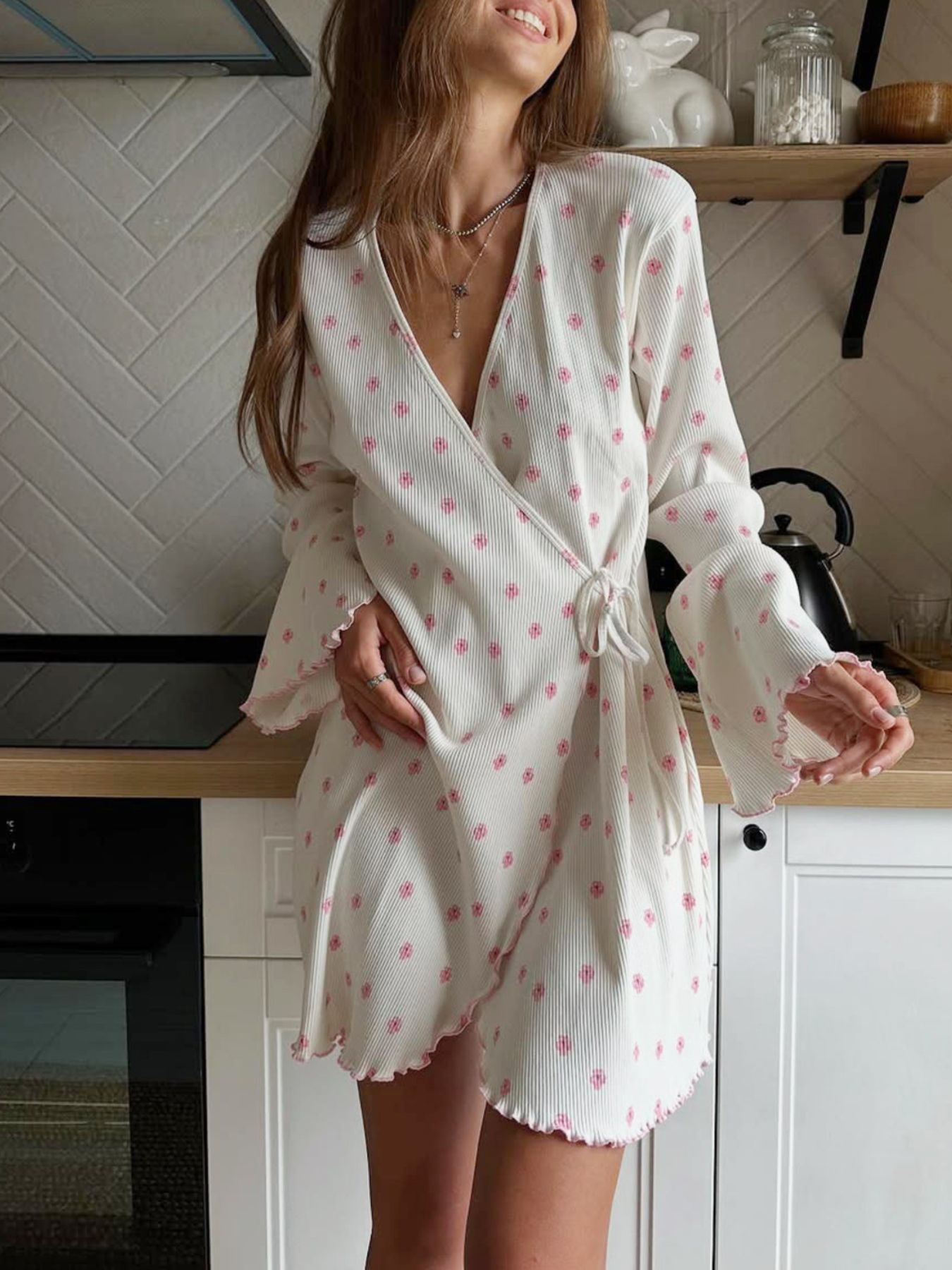 Floral Print Cami Dress and Cardigan Lounge Set