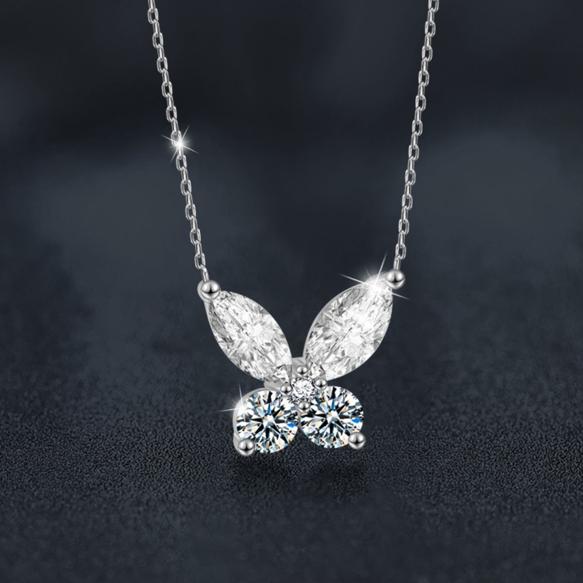 925 Sterling Silver Moissanite Butterfly Necklace