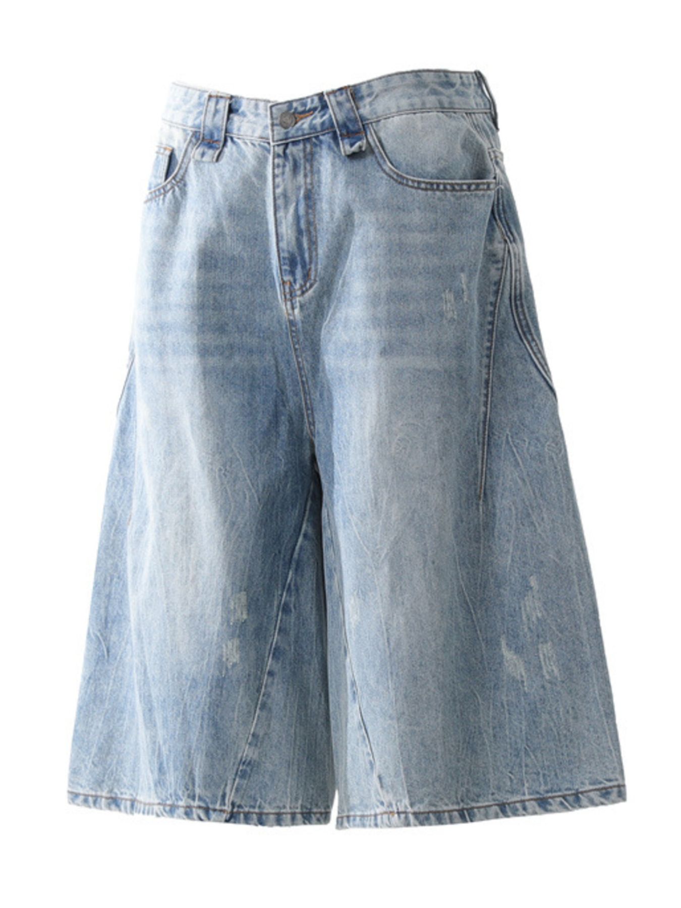 Men's Wide Leg Wash Denim Shorts