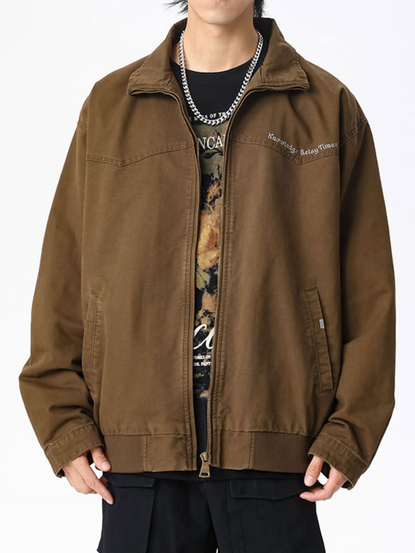 Men's Plus Size Zip Up Long Sleeve Jacket