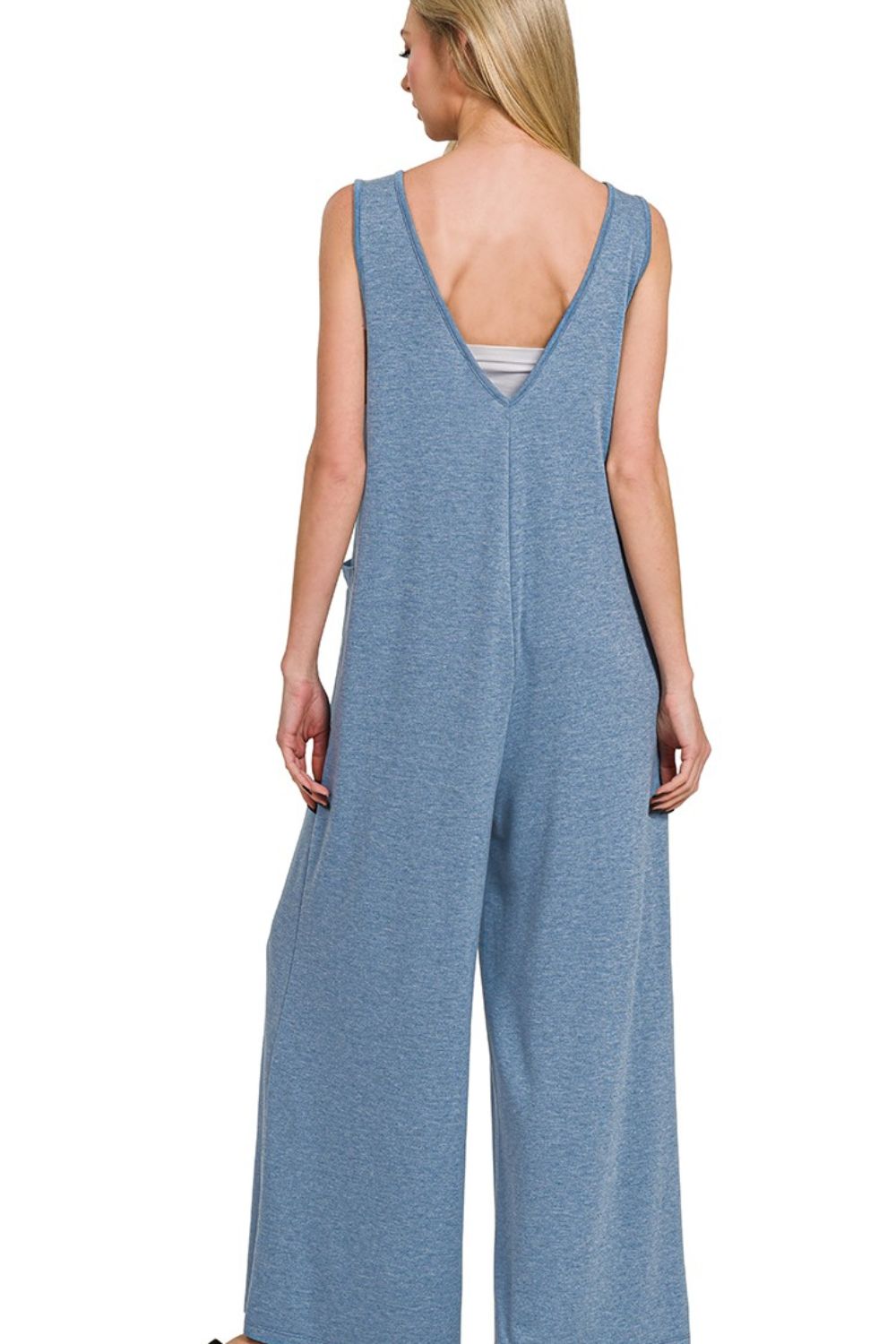 French Terry Deep V Neck Jumpsuits