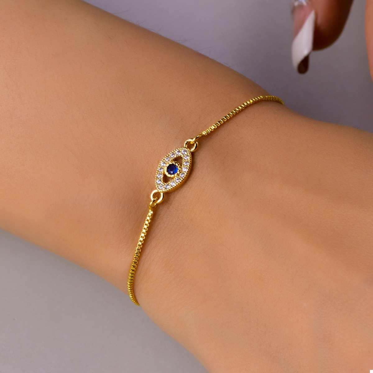 18K Gold-Plated Evil Eye Adjustable Bracelet