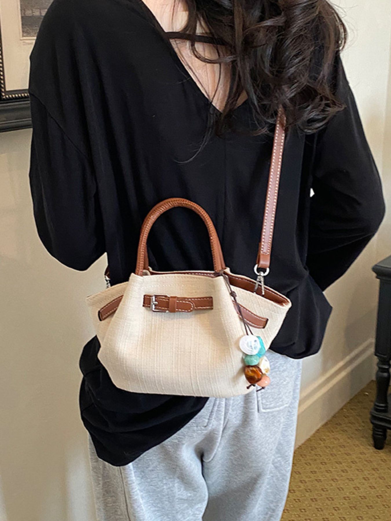Buckle Decor Crossbody Bag