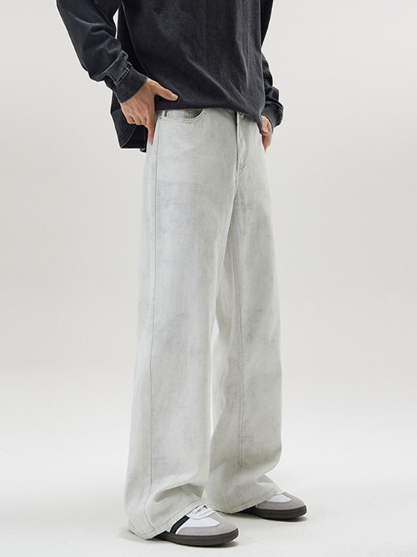 Men's Full Size Washed Wide Leg Pants Plus Size