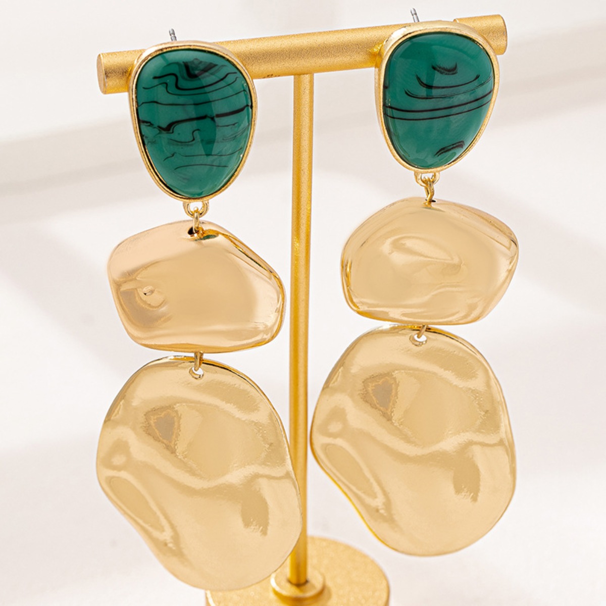 18K Gold-Plated Alloy Drop Earrings