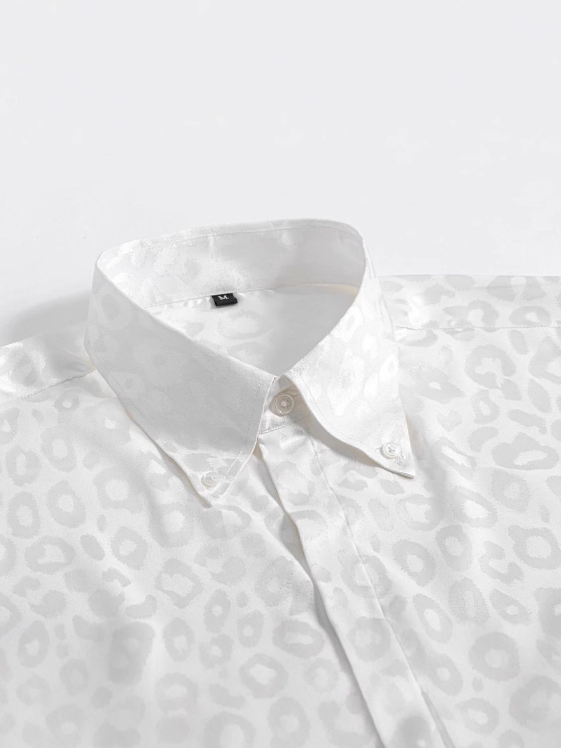 Men's Full Size Leopard Button Down Satin Shirt Plus Size