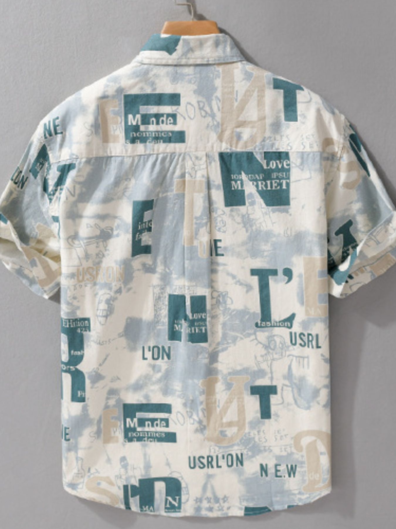 Men's Plus Size Printed Button Up Short Sleeve Shirt