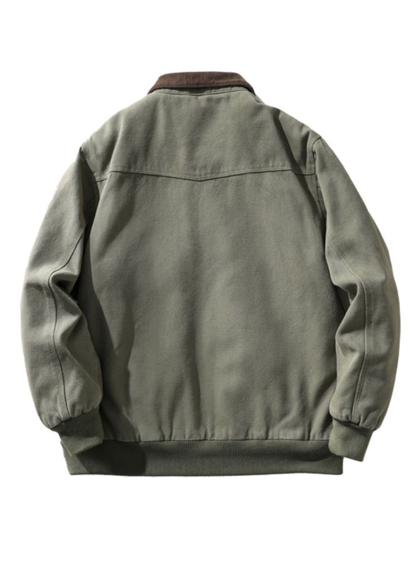 Men's Plus Size Corduroy Collar Zip-Up Jacket