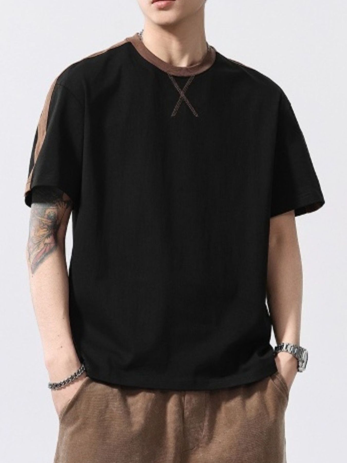 Men's Full Size Round Neck Half Sleeve T-Shirt Plus Size