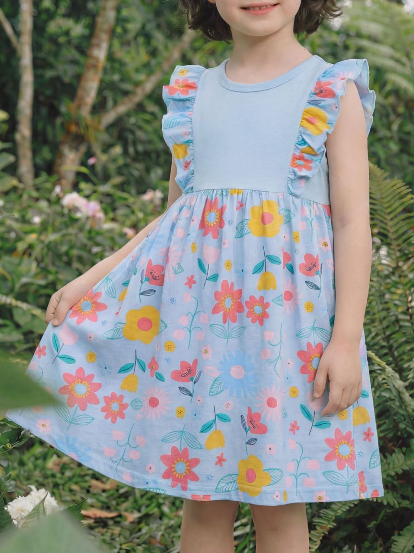 Children's Ruffled Floral Print Dress 1