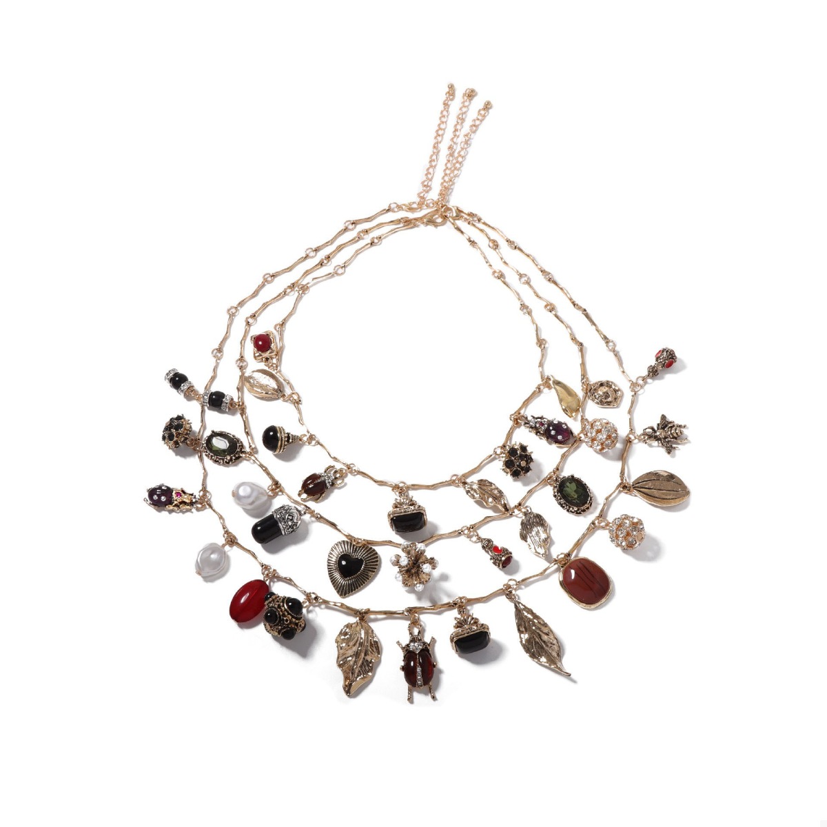 3-Piece 18K Gold-Plated Resin Gemstone Necklace