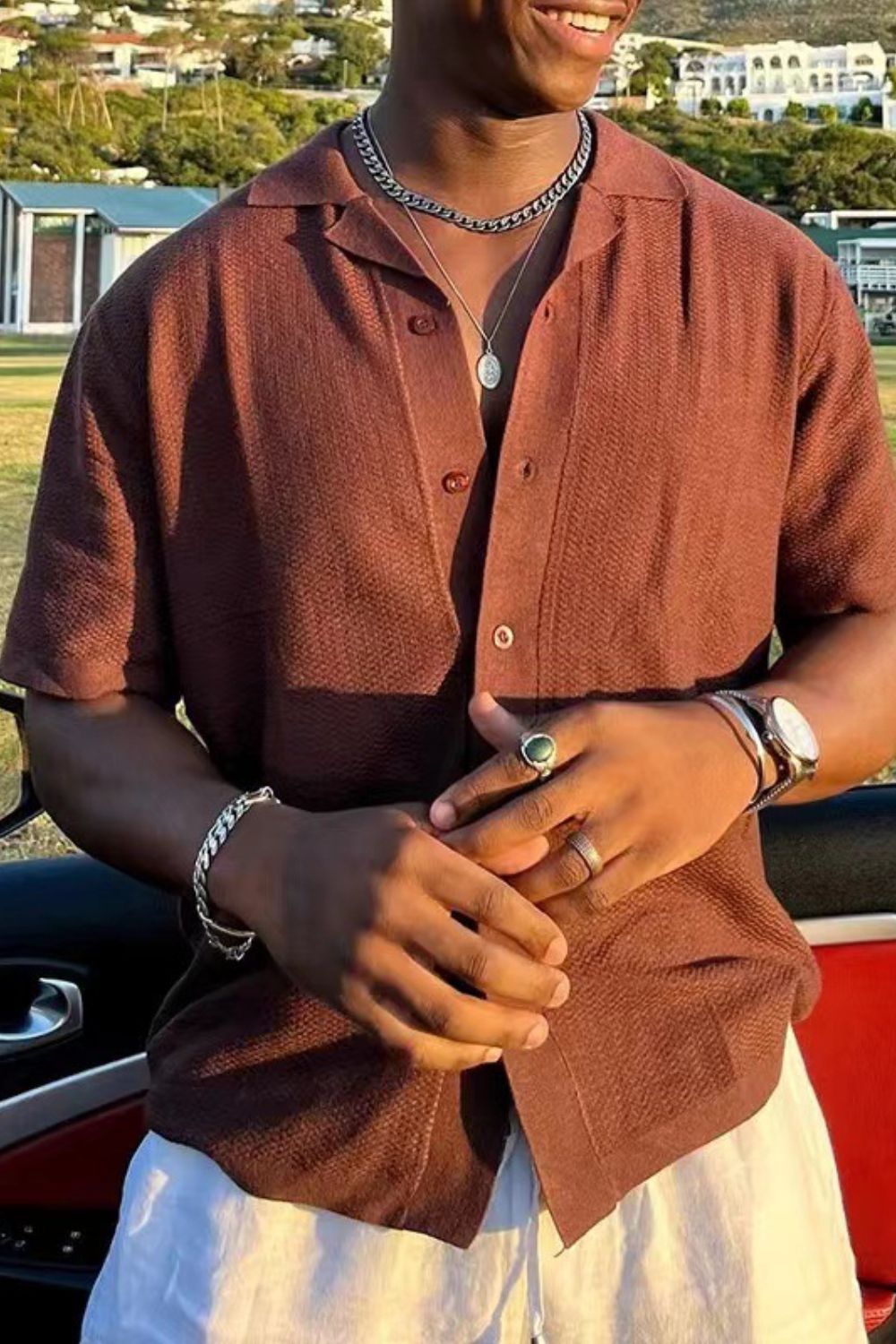 Men's Plus Size Button Down Short Sleeve Shirt