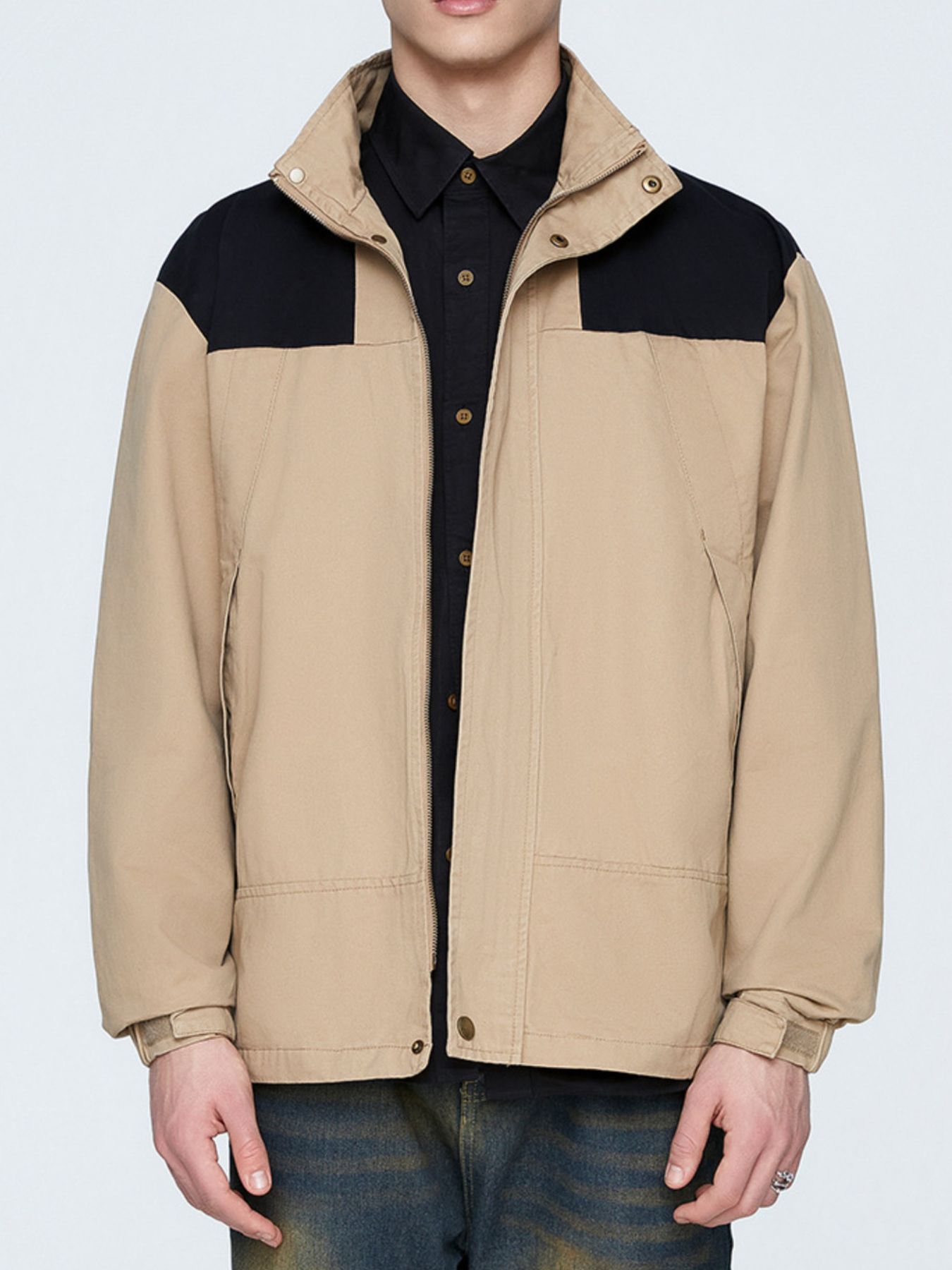 Men's Plus Size Two-Tone Windproof Jacket