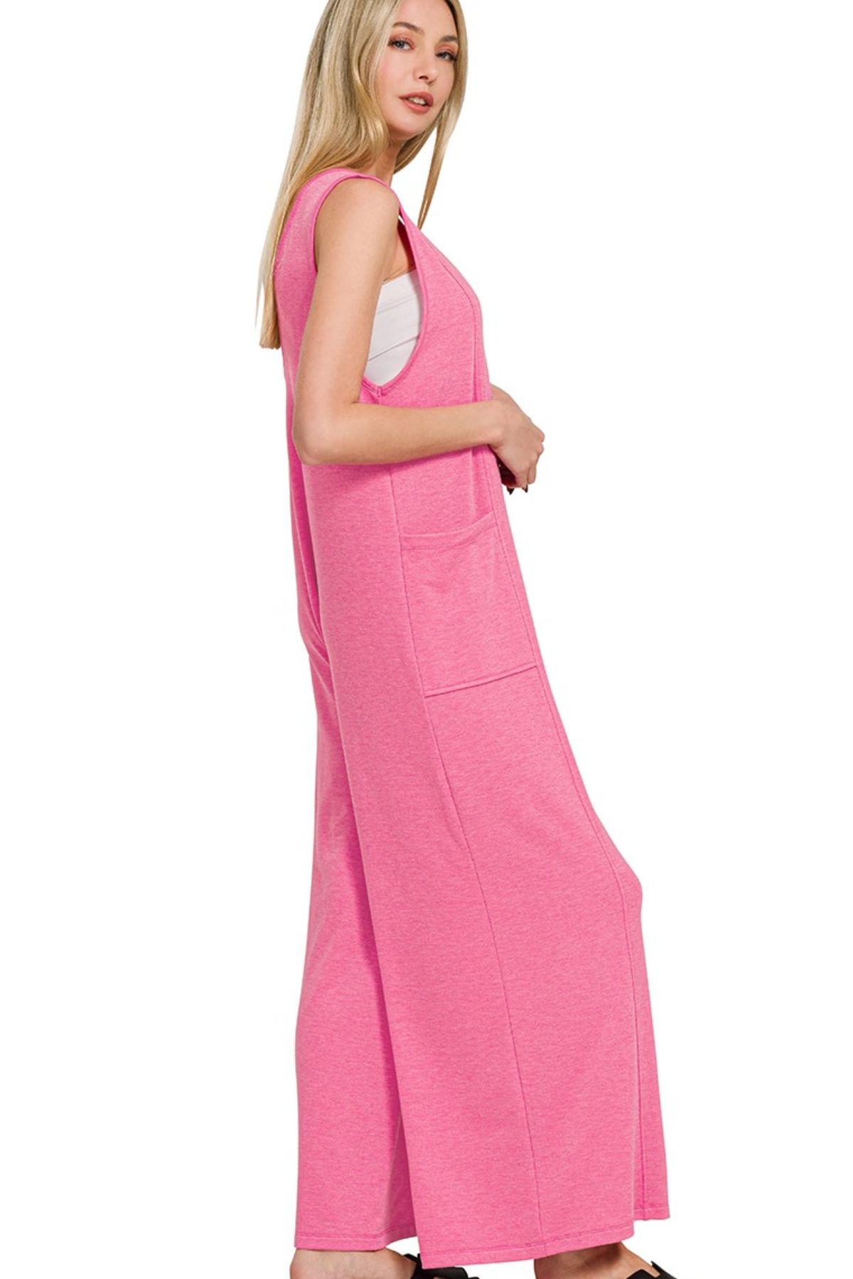 French Terry Deep V Neck Jumpsuits