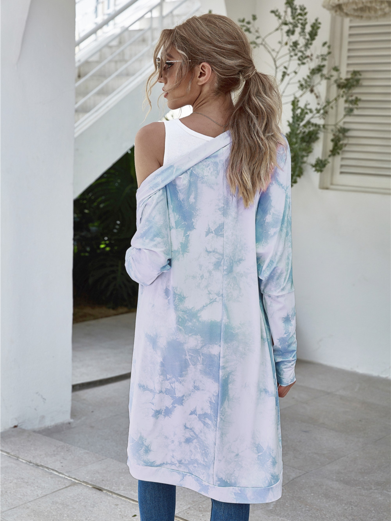 Tie-Dye Oversized Open Front Cardigan