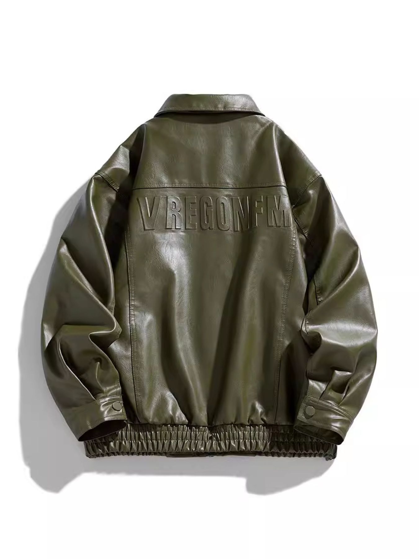 Men's Plus Size Collared Neck Leather Jacket