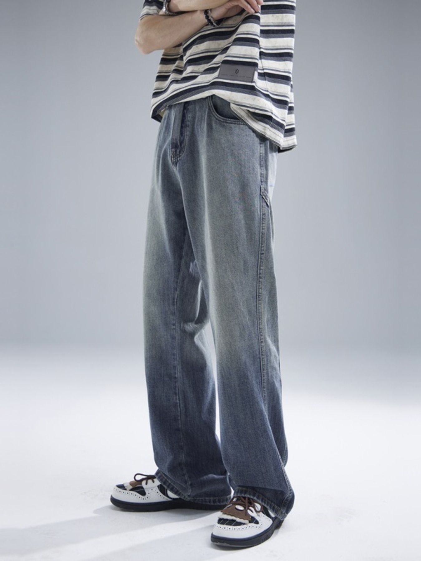 Men's Washed Wide Leg Jeans