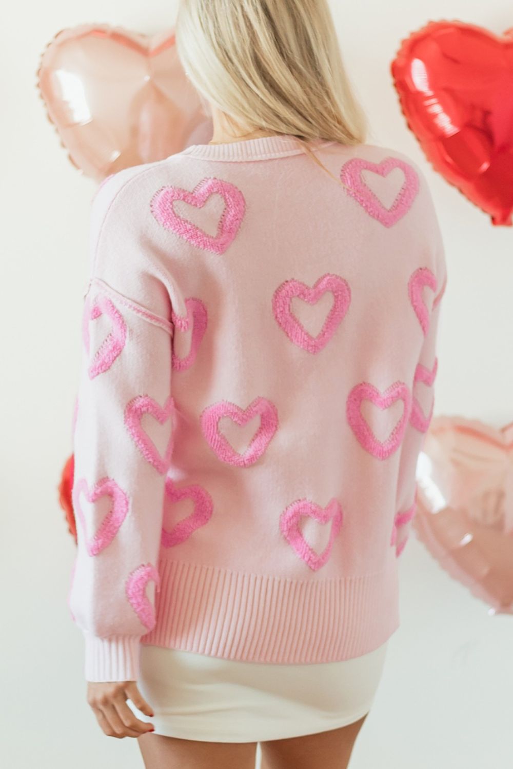 Heart Shape Bubble Sleeve Baggy Sweater