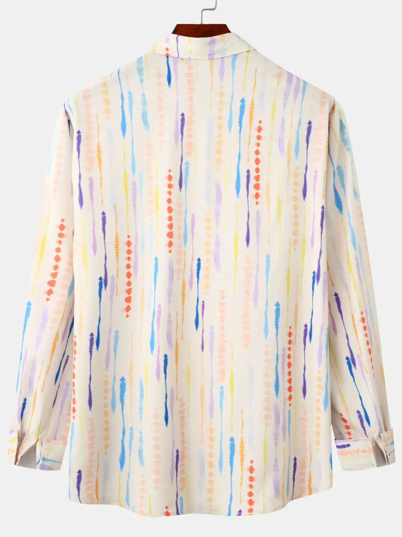 Men's Watercolor Stripe Print Long Sleeve Shirt