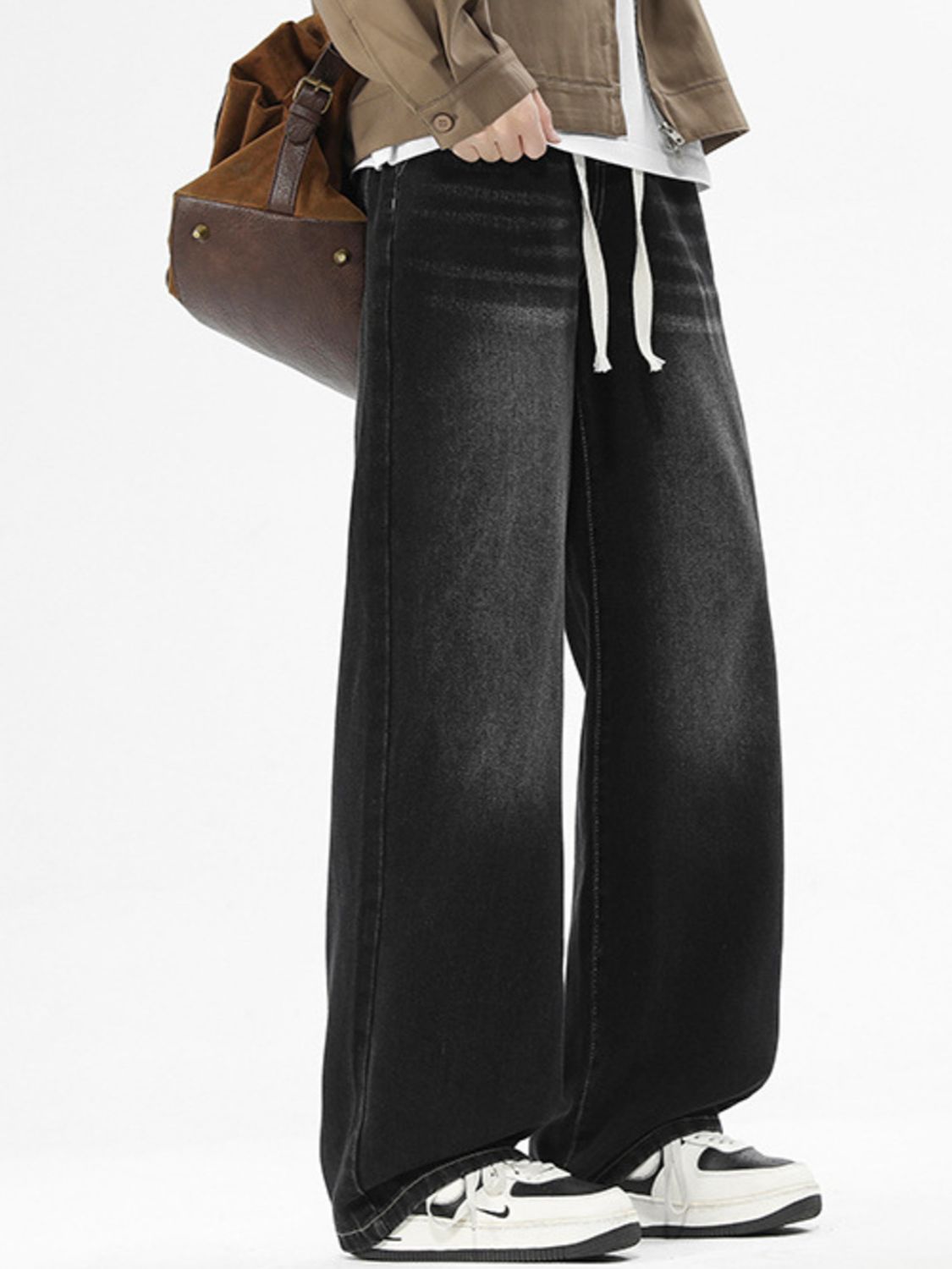 Men's Full Size Vintage Wash Wide Leg Jeans Plus Size