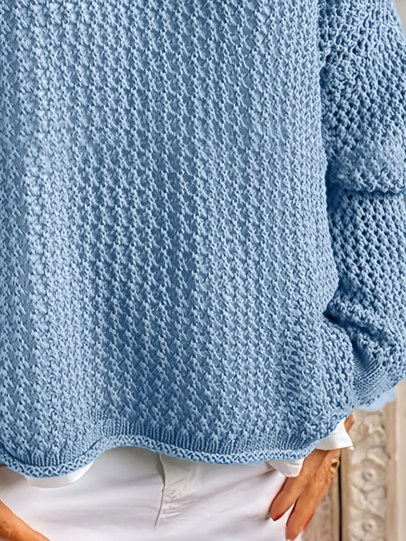 Openwork Long Sleeve Hooded Knit Cover Up view 6