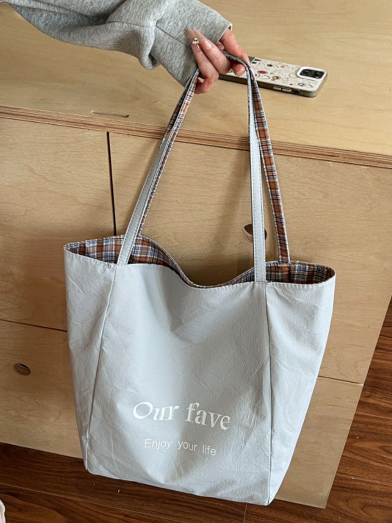 Plaid Pattern Tote Bag