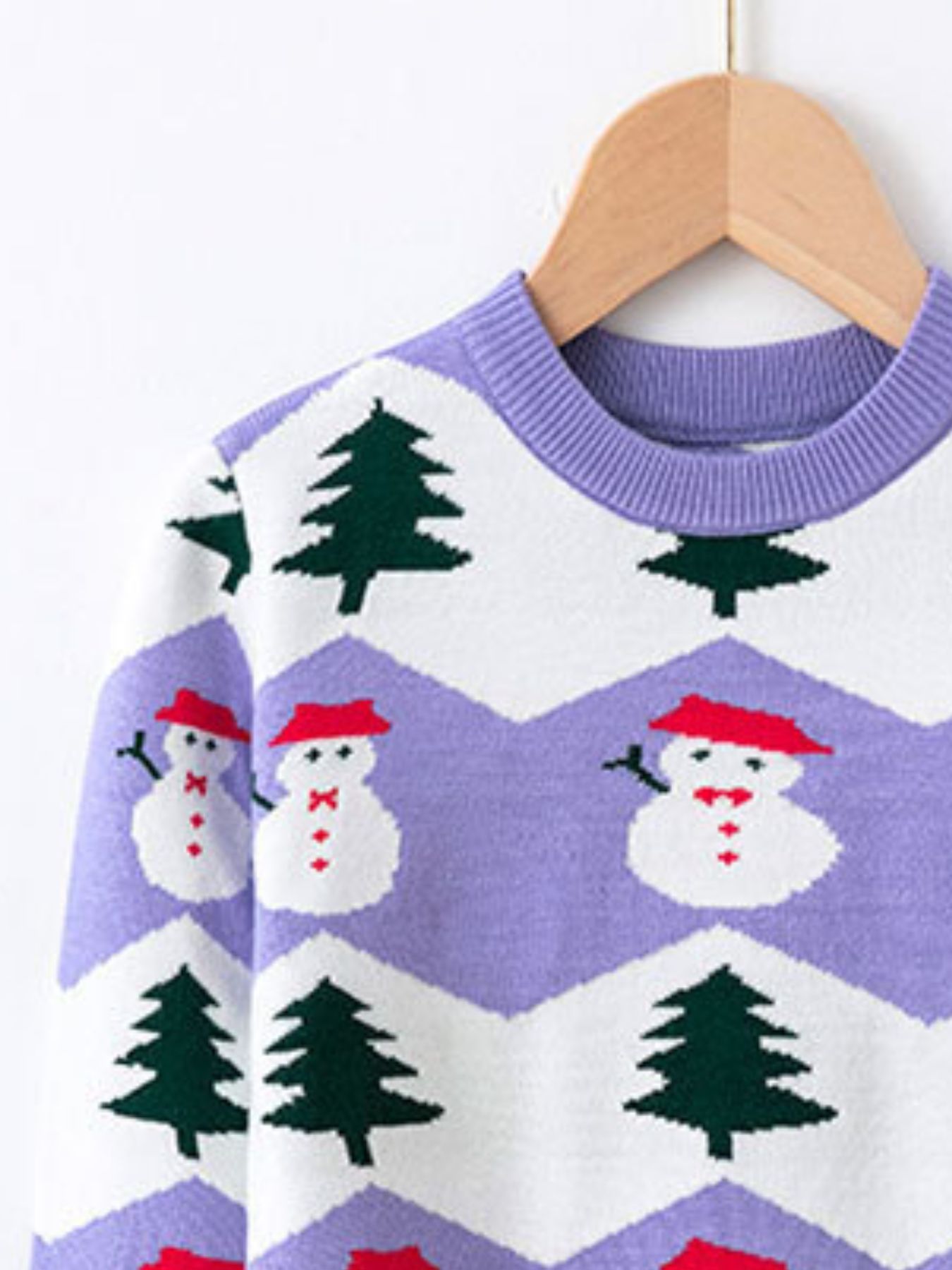 Children's Snowman & Tree Pattern Sweater