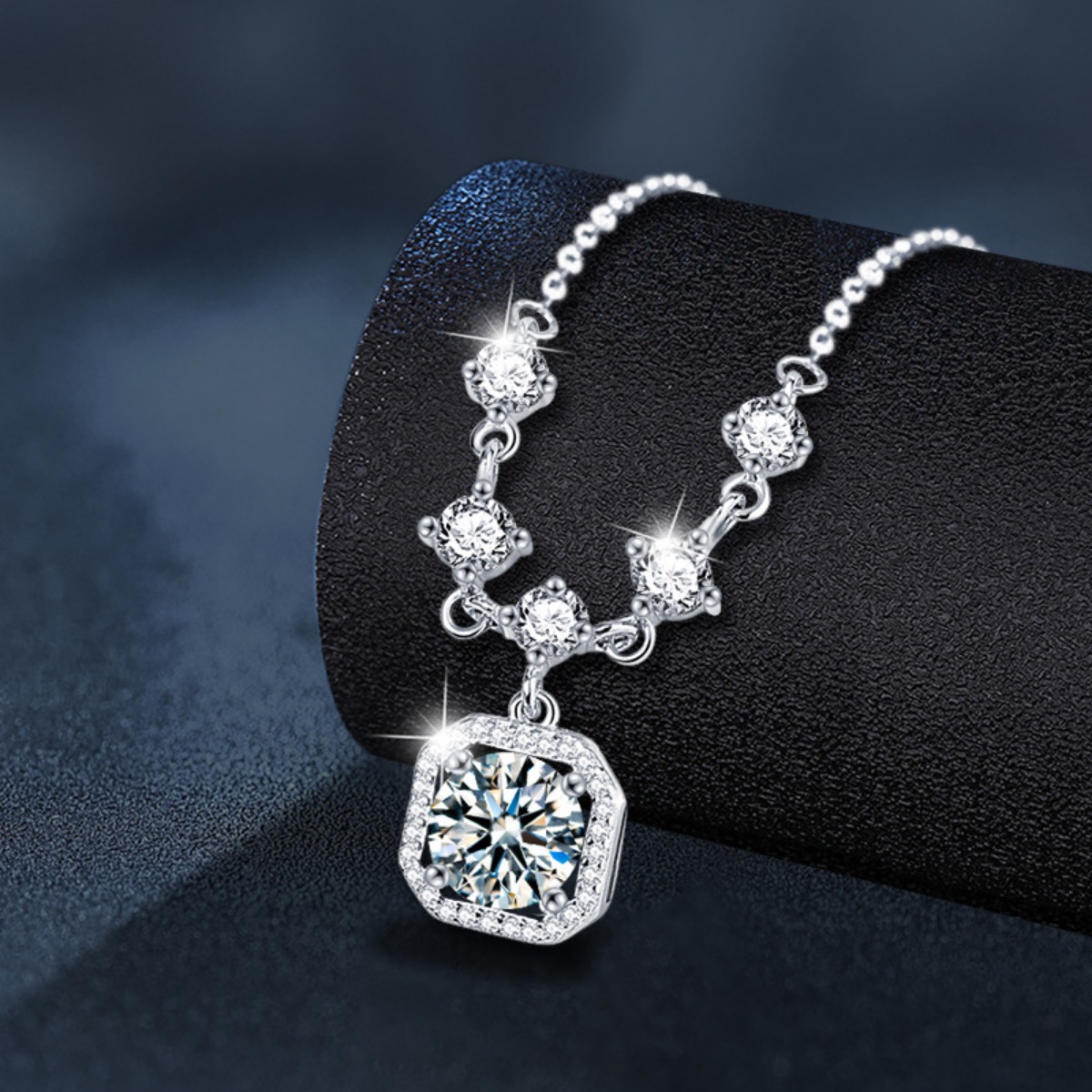 2 Carat Moissanite 925 Sterling Silver Pendant Necklace