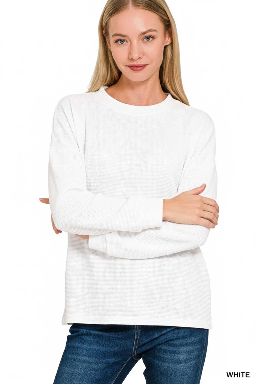 Double Knit Round Neck Long Sleeve Top