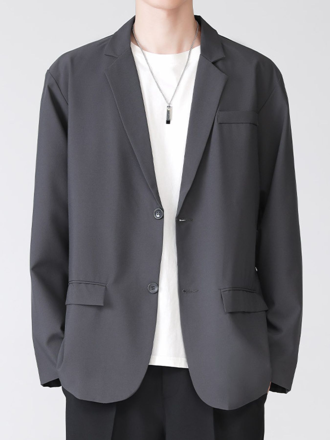 Men's Full Size Lapel Collar Button Up Blazer Plus Size