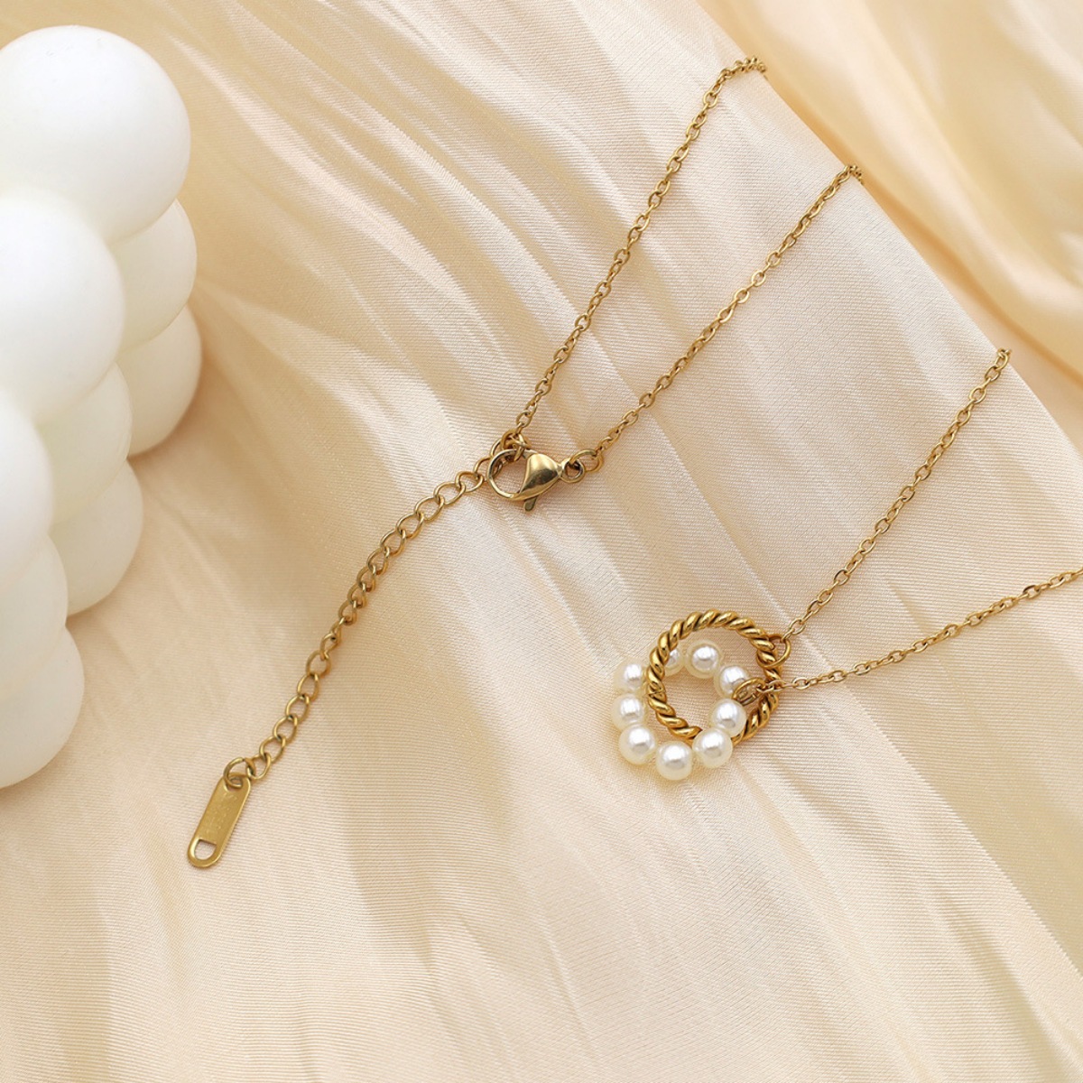 18K Gold-Plated Pearl Twisted Pendant Necklace