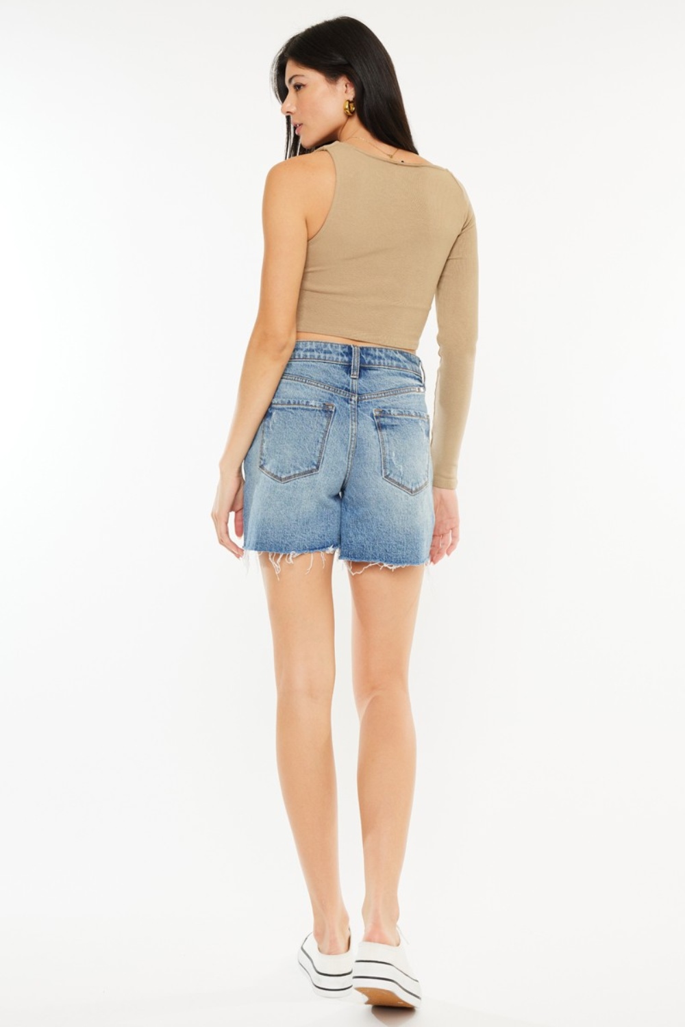 Full Size Raw Hem High Waist Denim Shorts
