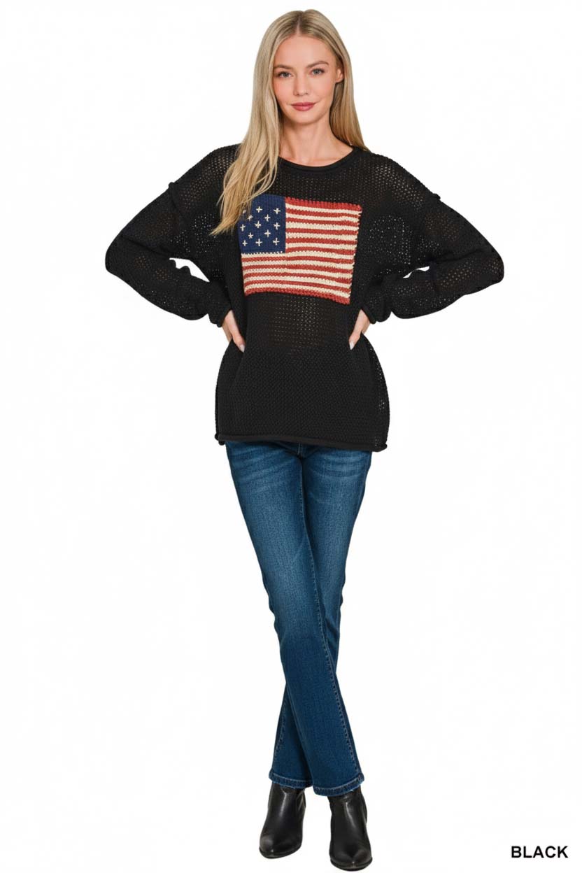 American Flag Crew Neck Sweater
