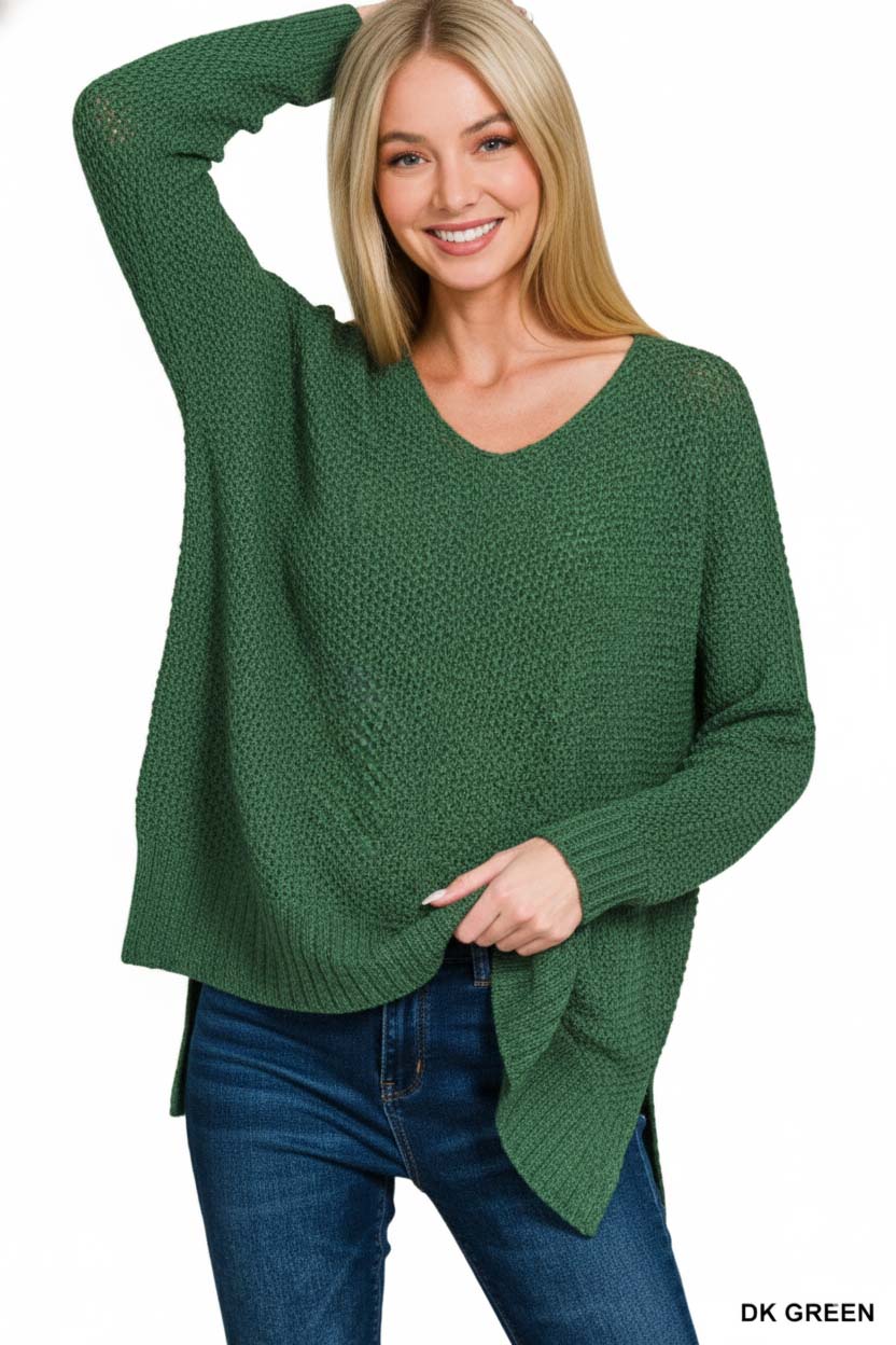 Dolman Sleeve V-Neck Sweater