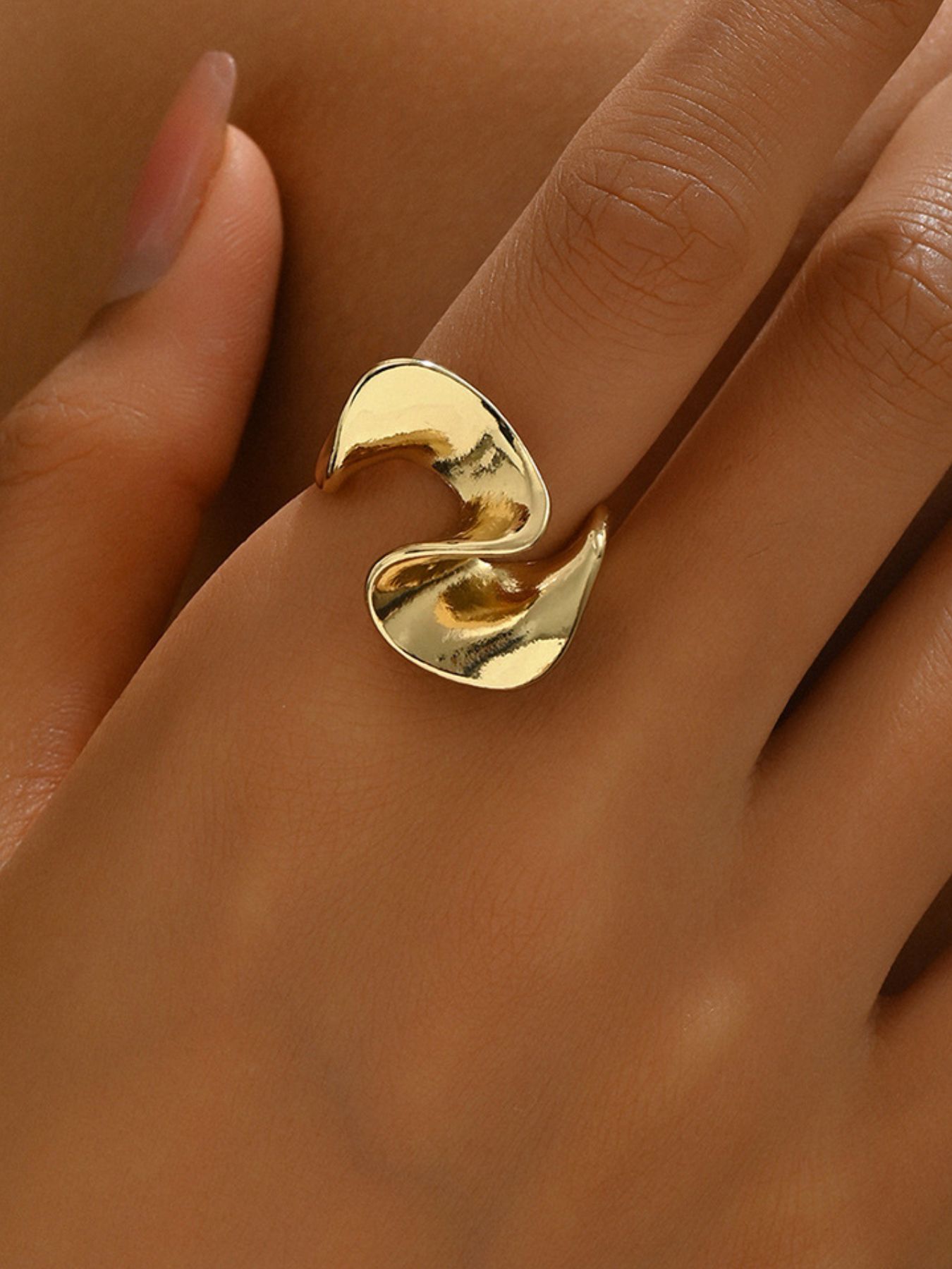 18K Gold-Plated Stainless Steel Geometric Ring